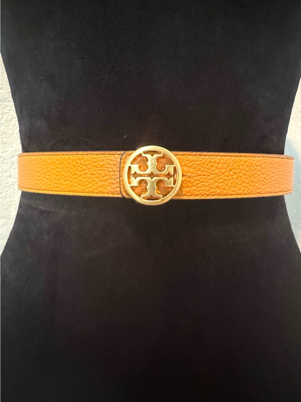 Tory Burch 1’ Miller Double T Logo Reversible Tan Gray Leather Belt, size M 41’ - Picture 1 of 8